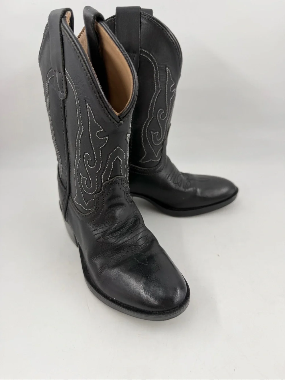 NEW! Pocono Western Kid’s Black Leather Embroidered-SZ 8.5C-Western Cowboy Boots